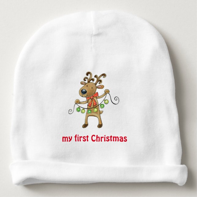 Bonnet Pour Bébé Ma première calotte de bébé de Noël (Devant)