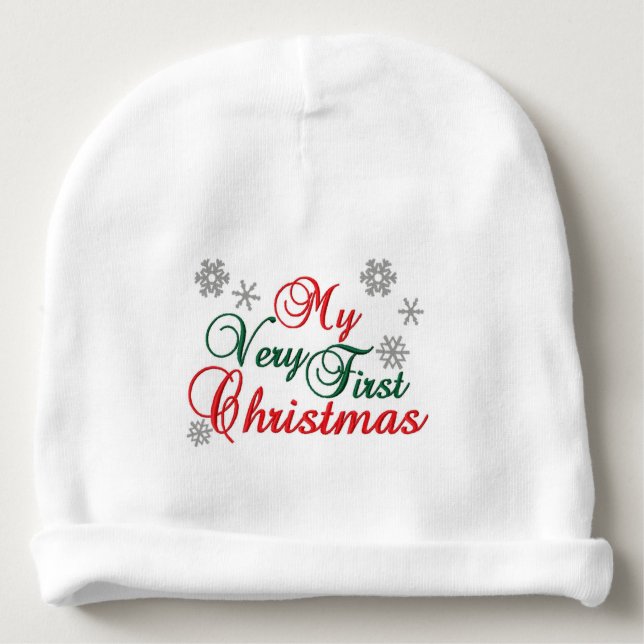 Bonnet Pour Bébé Premier Noël du bébé - nom customisé - (Devant)