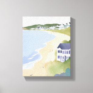 Bonnet Shores   Rhode Island Beach Watercolor Canvas Print