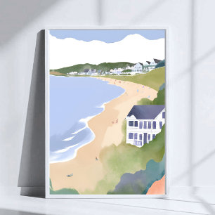 Bonnet Shores Rhode Island Beach Watercolor Poster