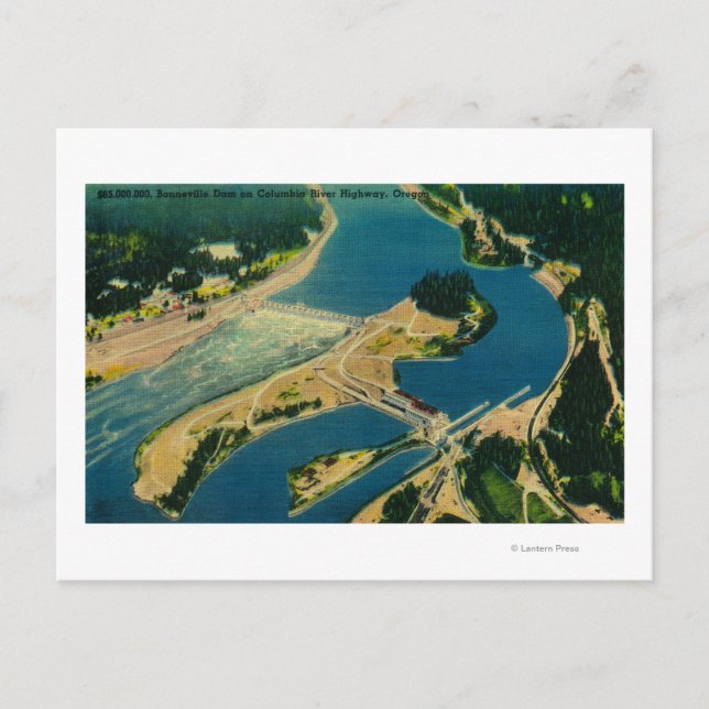 Bonneville Dam and Columbia River from Air Postcard (Front)