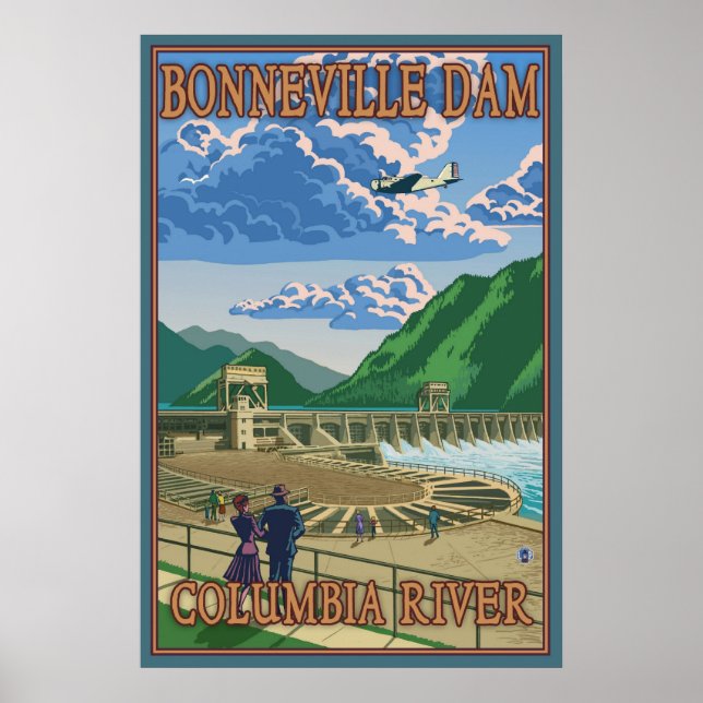 Bonneville Dam - Columbia River, OR Travel Poster (Front)