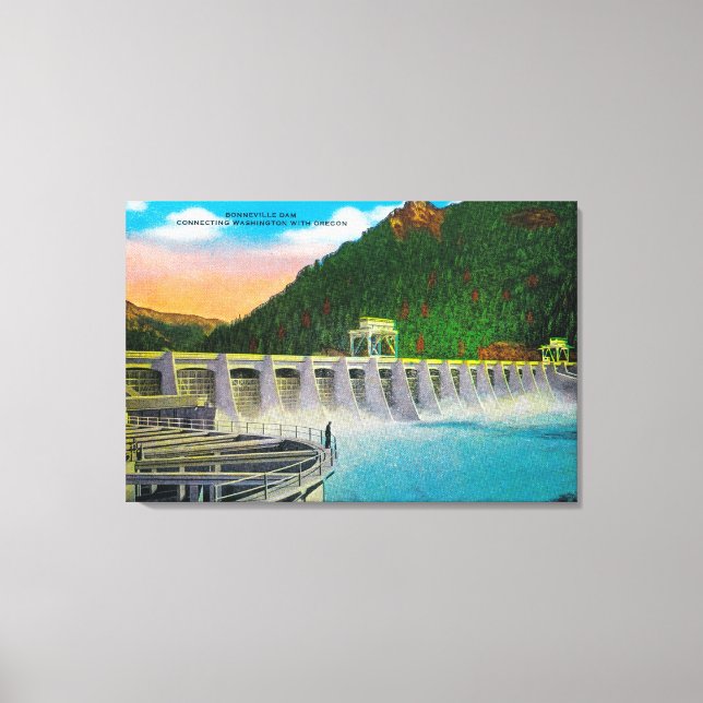 Bonneville Dam on Columbia River Canvas Print (Front)