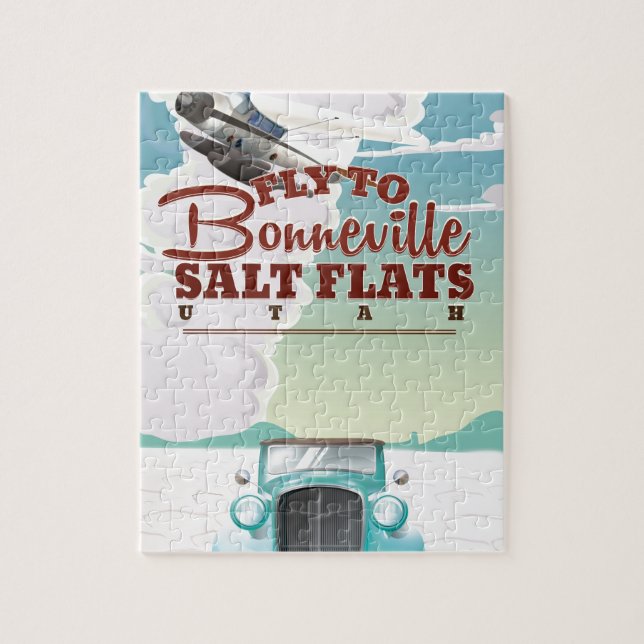 Bonneville Salt Flat Utah vintage travel Jigsaw Puzzle (Vertical)