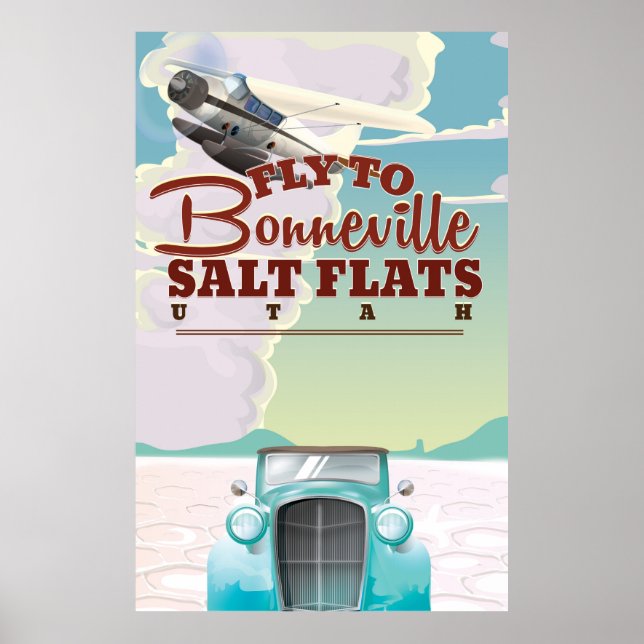 Bonneville Salt Flat Utah vintage travel poster (Front)