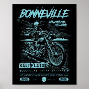 Bonneville Salt Flats Motorcycle Racing Vintage Bi Poster