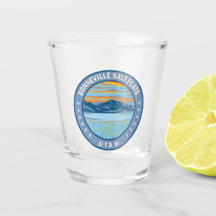 Bonneville Salt Flats Utah Travel Art Vintage Shot Glass