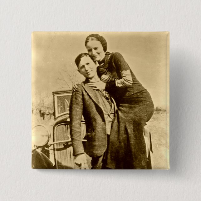 Bonnie and Clyde - The Barrow Gang 2 Inch Square Button (Front)