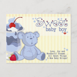 Bonnie Blue Bear Shower Invitation Postcard