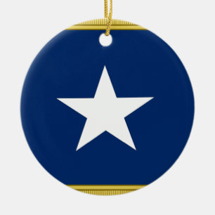 Bonnie Blue Flag First Texas Cofederate Volunteers Ceramic Ornament