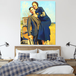 Bonnie Parker Clyde Barrow 1933 Faux Painting Canvas Print