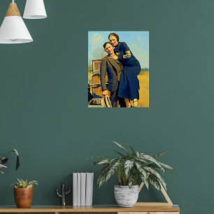 Bonnie Parker Clyde Barrow 1933 Faux Painting Poster