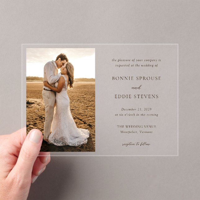 Bonnie Photo Elegant Wedding Acrylic Invitations (Insitu (Handheld))