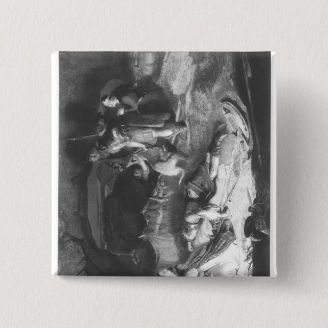 Bonnie Prince Charlie  in Hiding 2 Inch Square Button (Front)