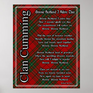 Bonnie Scotland I Adore Thee Clan Cumming Tartan Poster