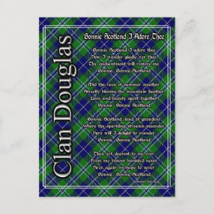 Bonnie Scotland I Adore Thee Clan Douglas Tartan Postcard
