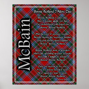Bonnie Scotland I Adore Thee Clan McBain Tartan Poster