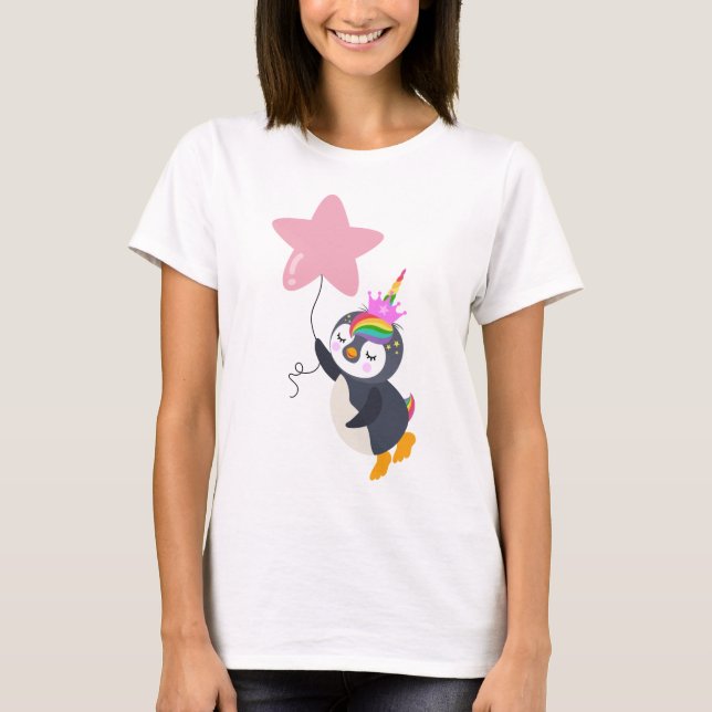 Bons sonhos pinguim unicórnio T-shirt (Devant)