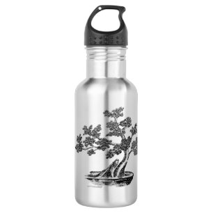 Bonsai - Chinese Style - black and white 532 Ml Water Bottle