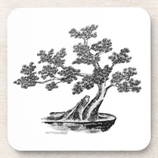Bonsai - Chinese Style - black and white Coaster