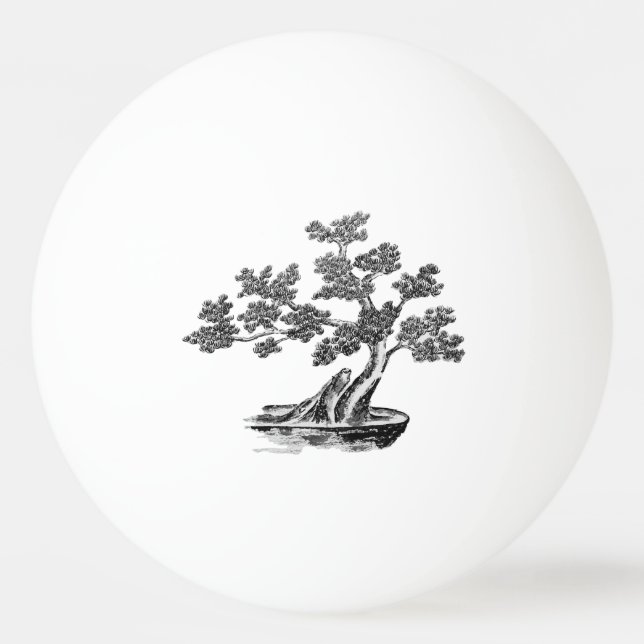 Bonsai - Chinese Style - black and white Ping Pong Ball (Front)