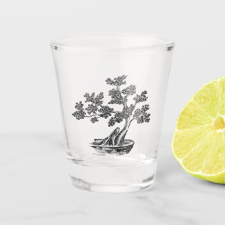 Bonsai - Chinese Style - black and white Shot Glass