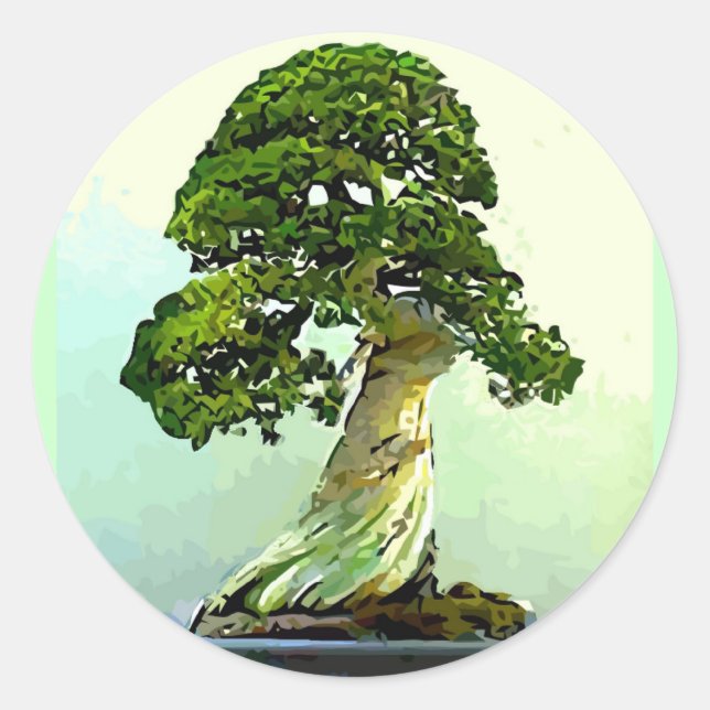 Bonsai Cypress Tree Classic Round Sticker (Front)