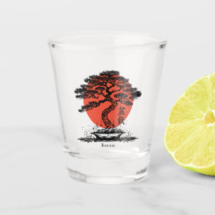 Bonsai Japanese Kanji Personalized Shot Glass