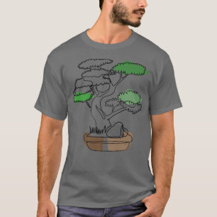 Bonsai Motif Hand Drawn Tree Zen Line Art Drawing T-Shirt