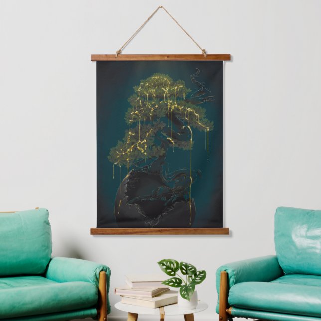 Bonsai of Gold Hanging Tapestry (Living Room)