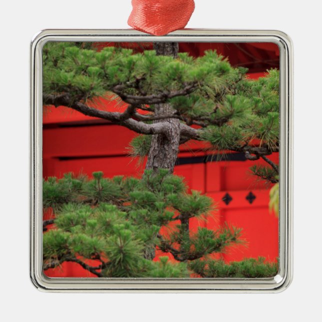 Bonsai Pine Tree Metal Ornament (Front)