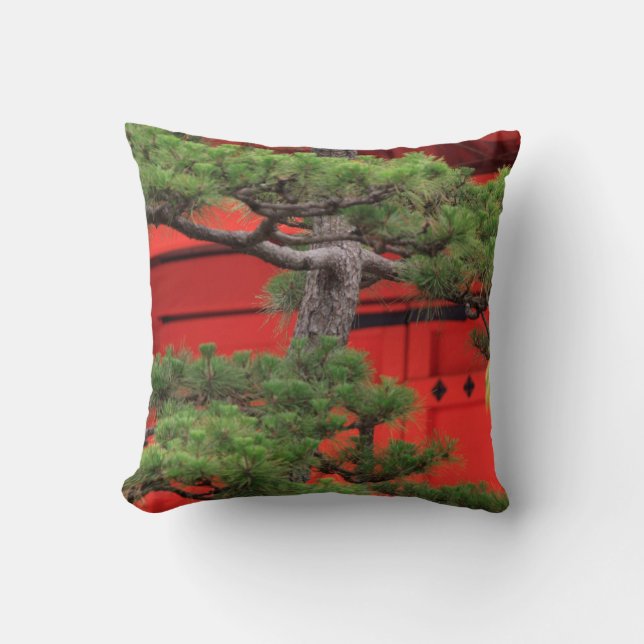Bonsai Pine Tree Throw Pillow (Front)