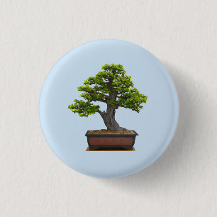 bonsai tree 1 inch round button