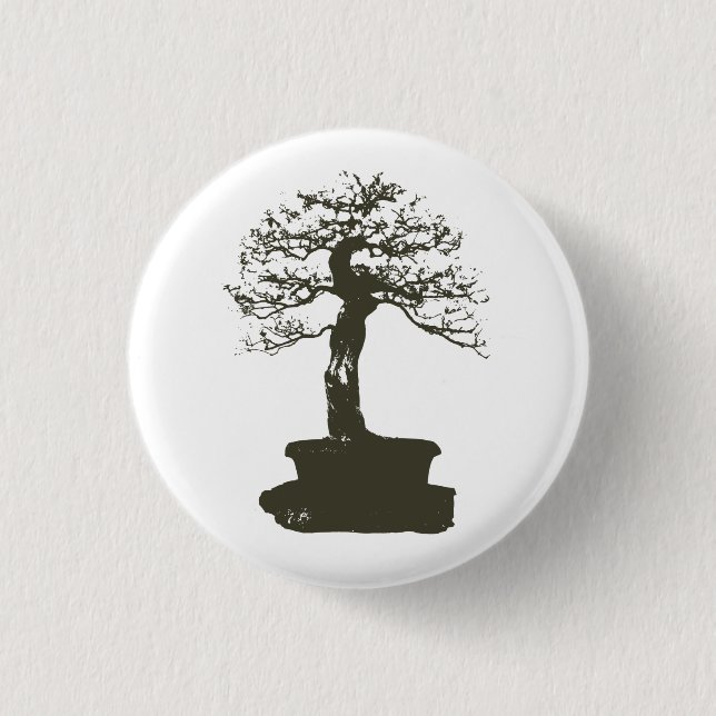 bonsai tree 1 inch round button (Front)