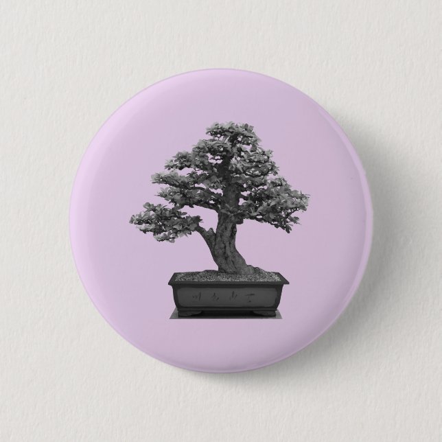 bonsai tree 2 inch round button (Front)