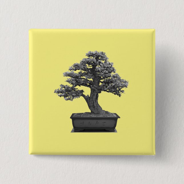 bonsai tree 2 inch square button (Front)