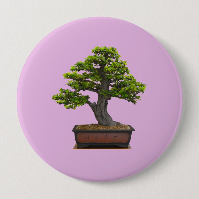 bonsai tree 4 inch round button (Front)