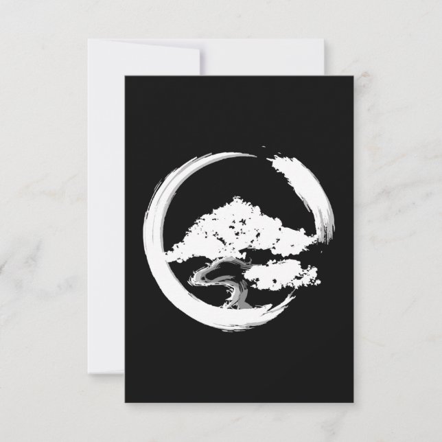 bonsai tree calligraphy circle japanese garden thank you card (Front)