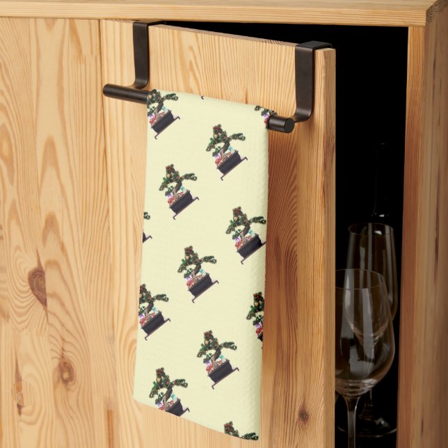 Bonsai Tree Christmas Kitchen Towel (Thirds Fold)