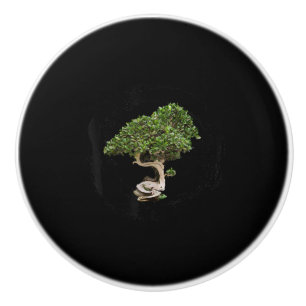 bonsai tree enso circle calligraphy zen ceramic knob