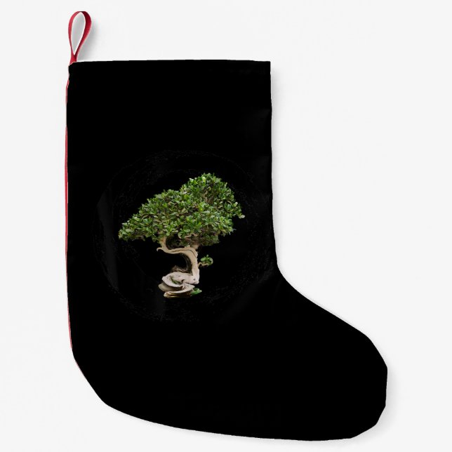 bonsai tree enso circle calligraphy zen small christmas stocking (Front)
