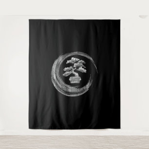 bonsai tree enso circle   zen calligraphy art tapestry