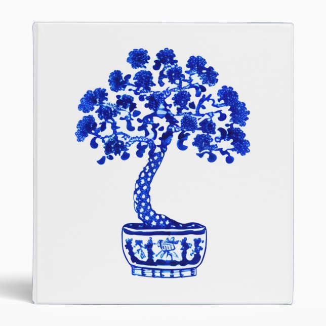 Bonsai Tree in Cobalt Blue and White Binder (Front)