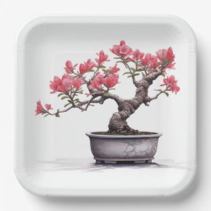 Bonsai Tree In Pot  Paper Plate