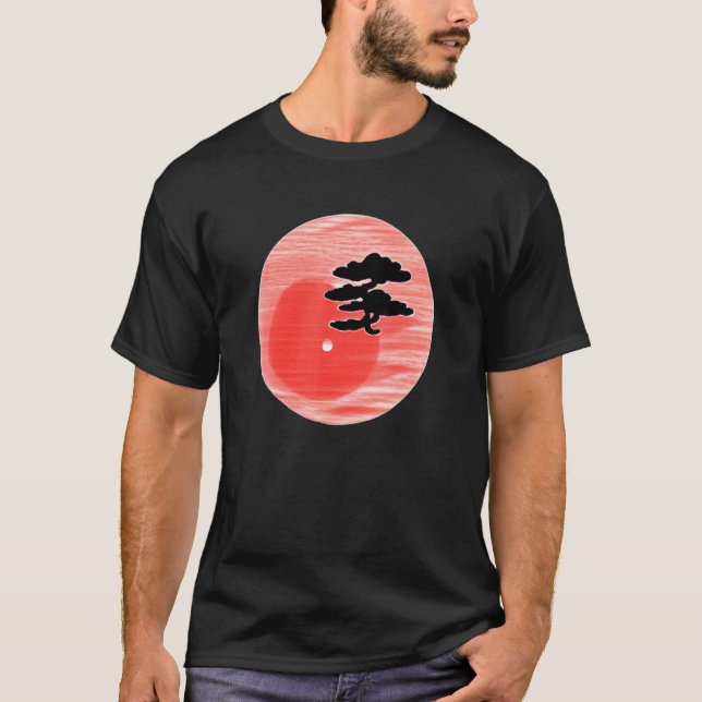 Bonsai Tree Japanese Calligraphy Zen Gardens Aesth T-Shirt (Front)