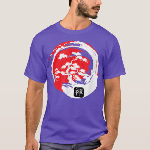 Bonsai Tree Japanese Calligraphy Zen Vintage Art T-Shirt