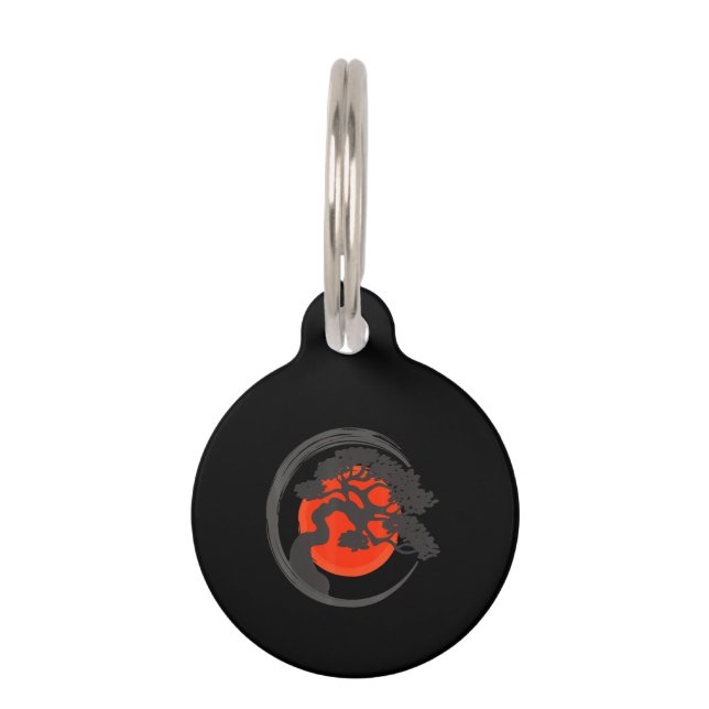 bonsai tree japanese enso calligraphy circle pet tag (Front)