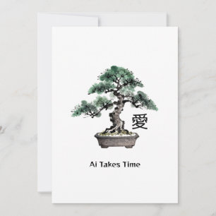 Bonsai Tree Japanese Love Calligraphy Valentine's Holiday Card