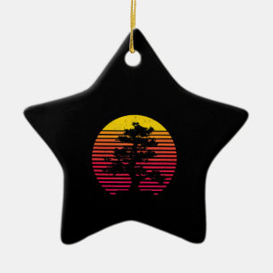 Bonsai Tree Japanese Zen Buddhist Tree  Sunset Ceramic Ornament