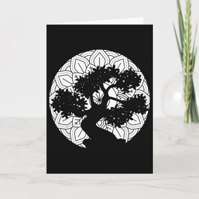 Bonsai Tree Mandala Zen Buddhist Yoga  Card (Front)